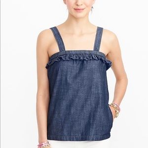 JCrew Factory Chambray Ruffle Flounce Tank Top